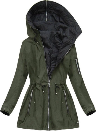 DWUSTRONNA KURTKA Z KAPTUREM KHAKI (W640)