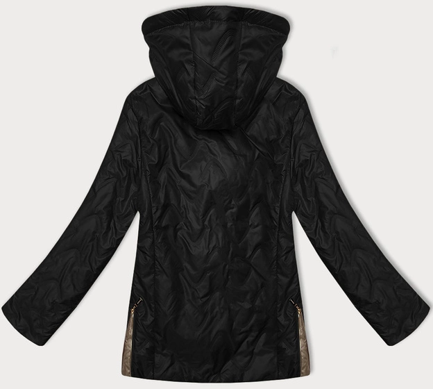 Pikowana kurtka damska z odpinanym kapturem S'West czarna (B8356-1)