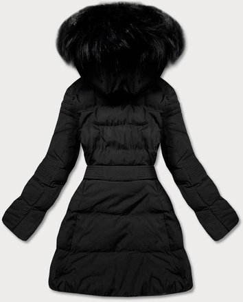 Zimowa kurtka damska z kapturem czarna (16m9059-392)
