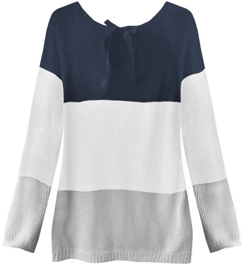 SWETER Z KOKARDĄ NA PLECACH GRANATOWO-BIAŁY (237ART)