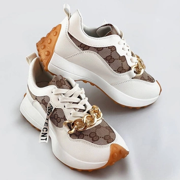 Buty sportowe z łańcuchem białe (n-205)
