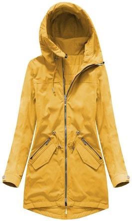 DWUSTRONNA KURTKA Z KAPTUREM MUSZTARDOWA (W0230)