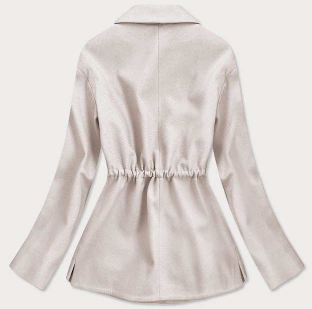 Luźny krótki płaszcz damski ecru (2727)