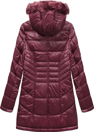 PIKOWANA DAMSKA KURTKA ZIMOWA Z KAPTUREM BORDOWA (B2617-30)