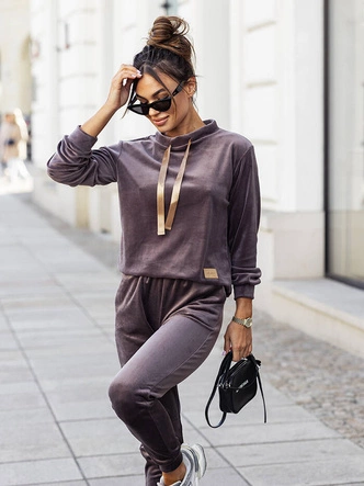 Welurowy komplet damski mokka (637)