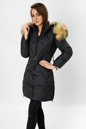 PIKOWANA KURTKA DAMSKA CZARNA (2013-1)