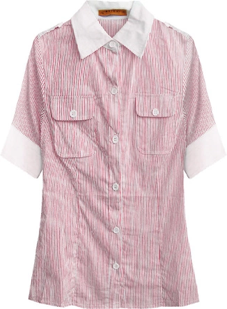 KOSZULA Z KRÓTKIM RĘKAWEM BIAŁO-CZERWONA (6011)