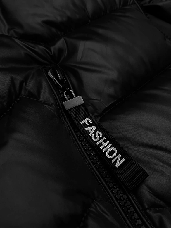 Pikowana damska kurtka z kapturem czarna S'west (B8169-1)