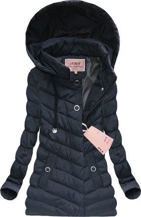 PIKOWANA KURTKA Z KAPTUREM GRANATOWA (W626)