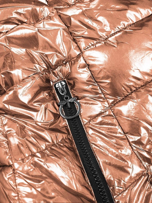 KRÓTKA BŁYSZCZĄCA DWUSTRONNA KURTKA DAMSKA ZŁOTA (B9542)