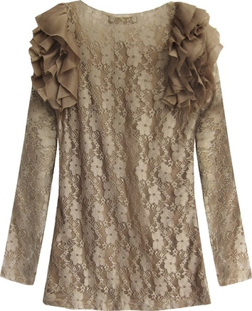 KORONKOWA BLUZKA W KWIATY CAPPUCCINO (3660)
