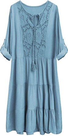 SUKIENKA OVERSIZE Z HAFTEM NIEBIESKA (308ART)