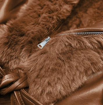 RAMONESKA Z FUTRZANYM KOŁNIERZEM BRĄZOWA (B9737-12012)