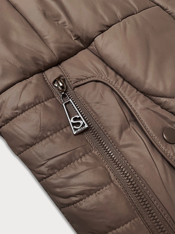 Pikowana przejściowa kurtka damska S'West brązowa (B8302-14)