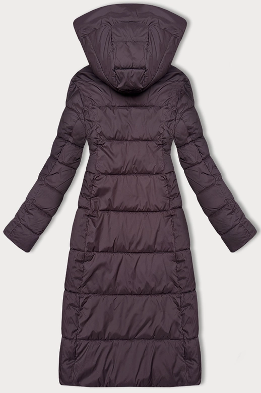 Pikowana długa kurtka zimowa damska Libland brązowa (7767)