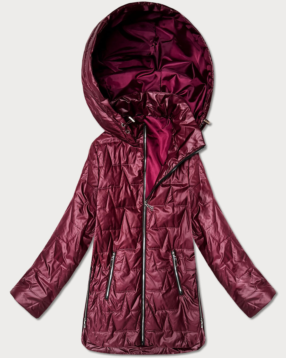 Cienka kurtka z kapturem plus size Goodlookin bordowa (B8576-27)