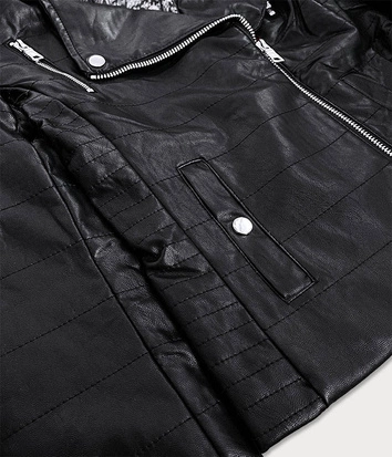 Pikowana ramoneska z ekoskóry czarna (q-059)