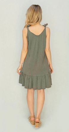 SUKIENKA Z FALBANĄ SZAROZIELONA (393ART)