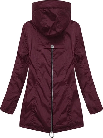 DŁUŻSZA KURTKA Z KAPTUREM BORDOWA (B9515)