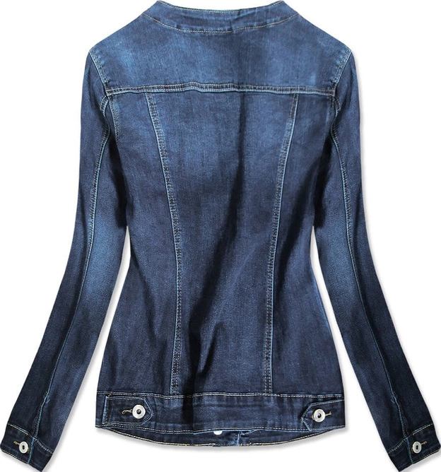 KURTKA JEANSOWA DAMSKA NA GUZIKI GRANATOWA (012#)