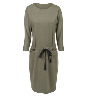 SUKIENKA Z TROKIEM W PASIE KHAKI (S32)