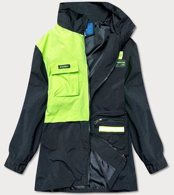 Damska kurtka wiatrówka czarno/zielona (ag3-010)