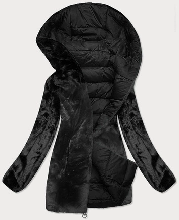 KRÓTKA DWUSTRONNA KURTKA DAMSKA ZIMOWA CZARNA (B9581-1)