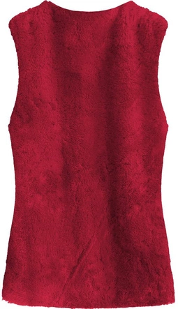 KAMIZELKA ZE SZTUCZNEGO FUTERKA CZERWONA (525ART)
