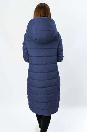 ZIMOWA DŁUGA PIKOWANA KURTKA DAMSKA GRANATOWA (7704BIG)