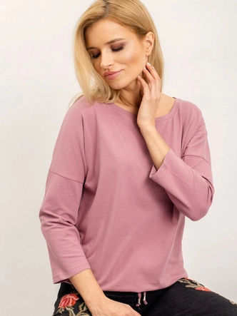 Luźna bluzka z wiązaniem na dole brudny róż (4691)