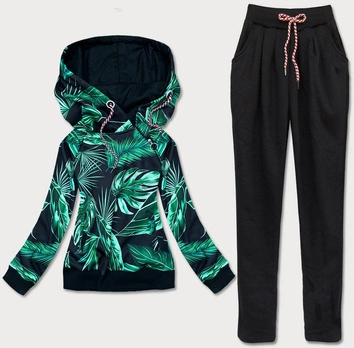 DAMSKI KOMPLET DRESOWY LIŚCIE CZARNY 3 (AMG887)