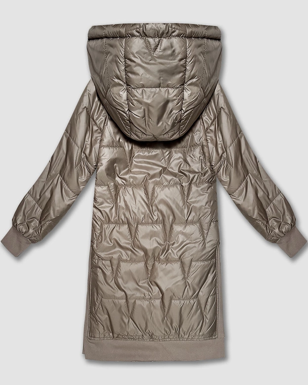 Prosta kurtka plus size z ozdobnym pikowaniem S'West beżowa (B8395-12)