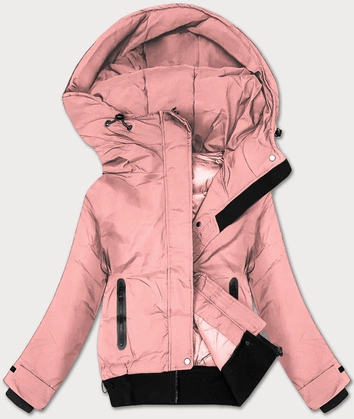 Krótka kurtka damska ze ściągaczami J Style różowa (16M9215-51)
