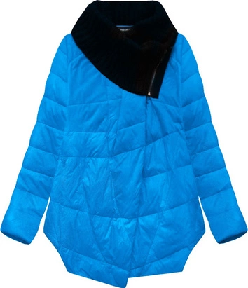 KURTKA Z PUCHEM NATURALNYM NIEBIESKA (1332)