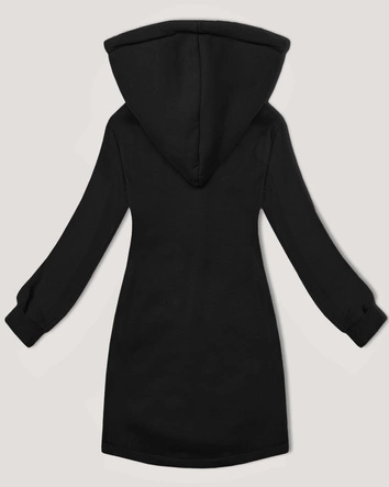 Długa bluza ze stójką i kapturem LHD czarna (AMG-178)