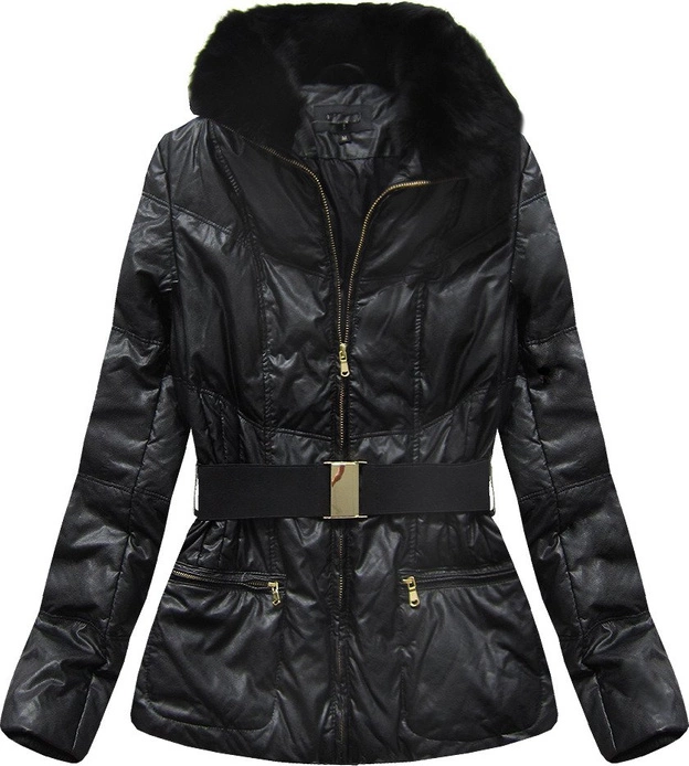 KURTKA Z EKOSKÓRY Z KAPTUREM CZARNA (1997)