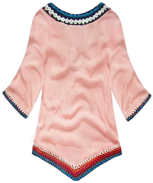 BLUZKA Z SZYDEŁKOWANYMI WSTAWKAMI RÓŻOWA (ART11)