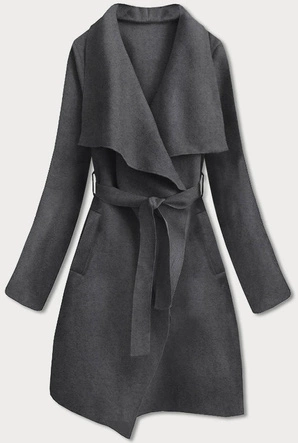 Minimalistyczny płaszcz damski grafitowy (747ART)