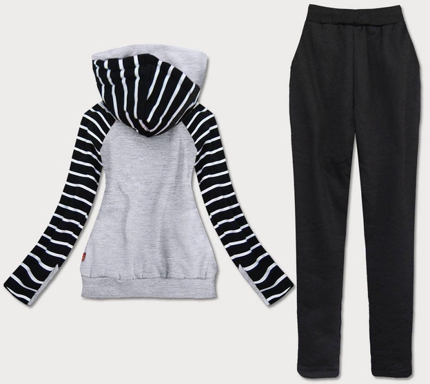 KOMPLET DRESOWY Z KAPTUREM CZARNO-SZARY (AMG740A)