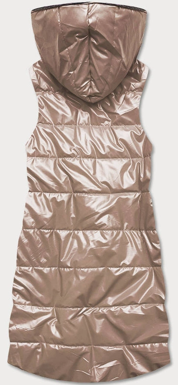 Dopasowana dłuższa kamizelka damska beżowa (b8023-51)