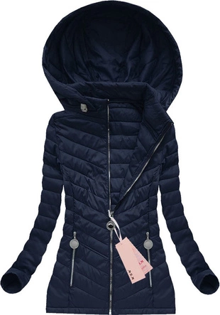 PIKOWANA KURTKA Z KAPTUREM GRANATOWA (W623BIG)