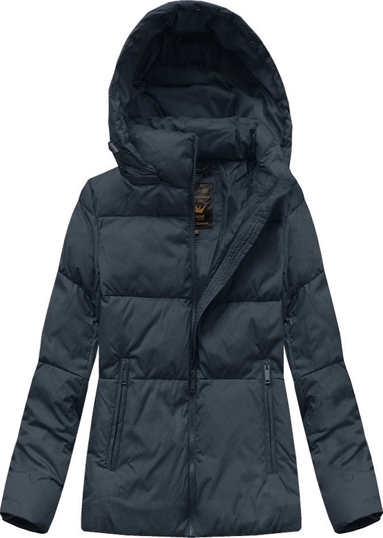 Zimowa krótka pikowana kurtka damska granatowa (7694)