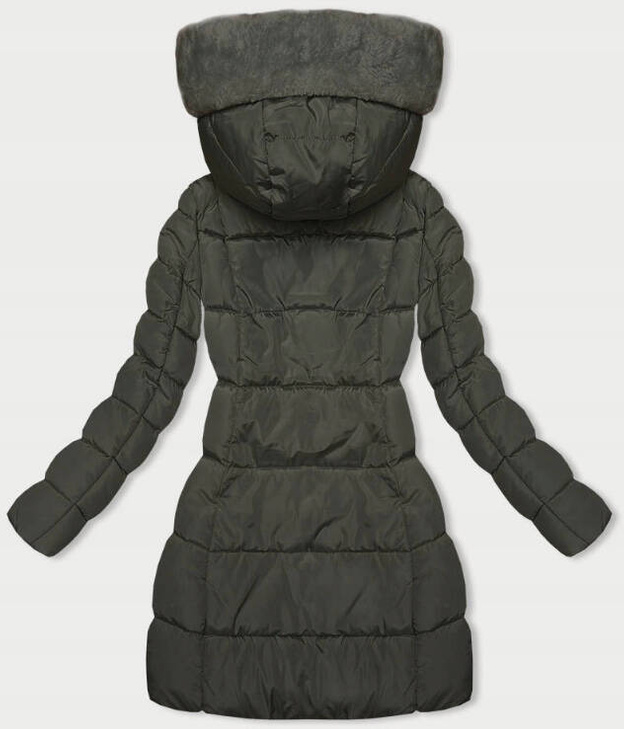 Zimowa kurtka z kapturem khaki (2M-231)