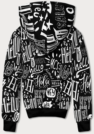 Męska bluza kangurka z nadrukiem czarna (8B1150-1)