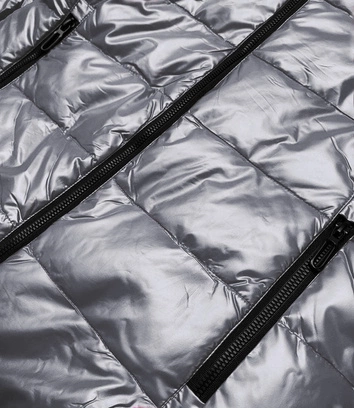 Metaliczna kurtka z kolorową podszewką srebrna (w708)