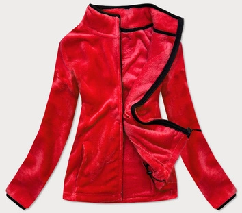 PLUSZOWA DAMSKA BLUZA ZE STÓJKĄ CZERWONO-CZARNA (HH002-5-1)