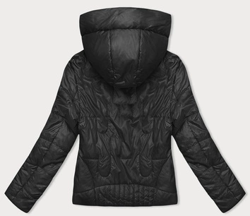 Pikowana krótka kurtka damska czarna (B8185-1)