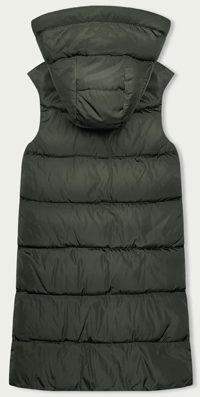 Długa kamizelka damska dwustronna khaki-beż (B8248-11)