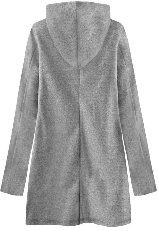 MINIMALISTYCZNY PŁASZCZ Z KAPTUREM JASNOSZARY (199ART)