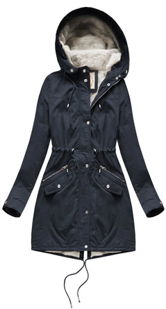 Kurtka damska typu parka na misiu z kapturem granatowa (7602BIG)